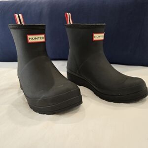 Hunter Kids Black and Red Rain Boots